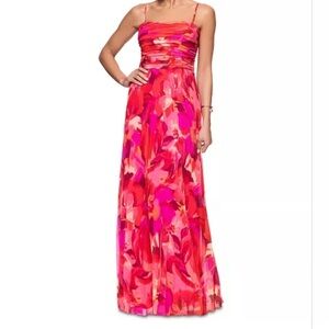 Xscape Vibrant Pink and Red Maxi Dress